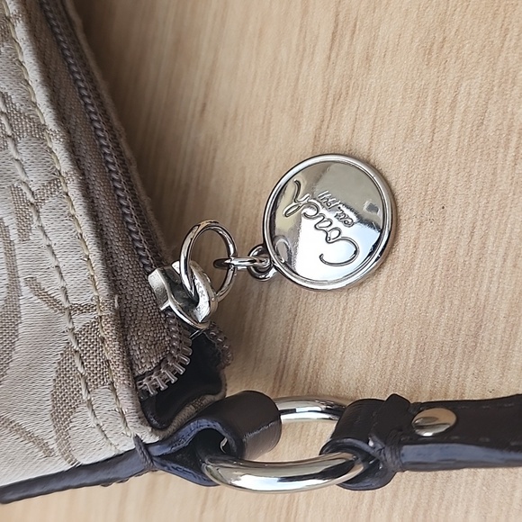 Coach Khaki Signature Sateen w/Front Pocket Top Zip Crossbody Bag - Picture 11 of 15